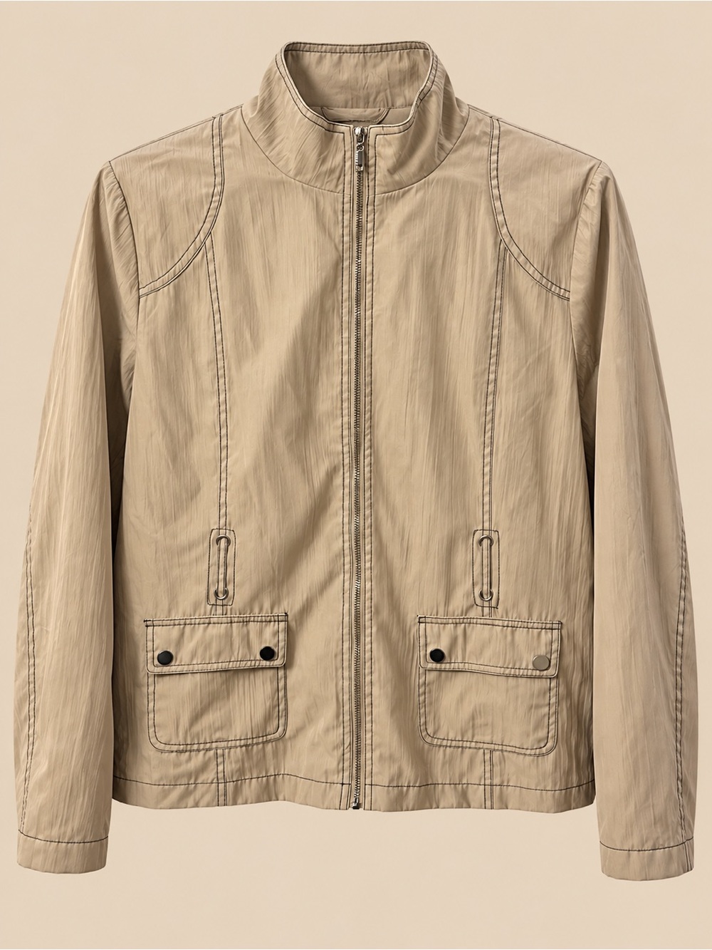 Monterey Bay Lightweight Tan Zip-Front Shirt Jacket